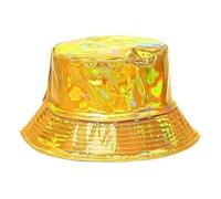 WickedFun® Shiny Gold Bucket Hat, Unisex Mens Womens Trendy Metallic Waterproof Reversible Beach Fisherman Outdoor Hiking Sun Protection Hats UK One Size Fits All