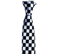 WickedFun Slim Tie For Men Solid Plain Colour Stripe Check Formal Skinny Classic Wedding Fashion Satin Novelty Necktie (Black & White Checkered)