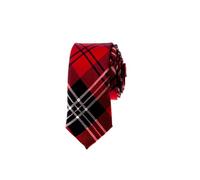 WickedFun Slim Tie For Men Solid Plain Colour Stripe Check Formal Skinny Classic Wedding Fashion Satin Novelty Necktie (Red Tartan)