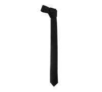 WickedFun Slim Tie For Men Solid Plain Colour Stripe Check Formal Skinny Classic Wedding Fashion Satin Novelty Necktie (Black)
