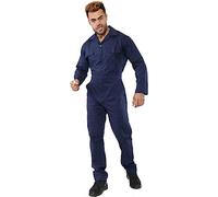 WickedFun® Unisex Coverall Boiler Suit - Heavy Duty Lightweight Overall Protective Safety Work Wear Multi Pocket Suit With Full Button Closure Elasticated Waist (Blue, X-Large)