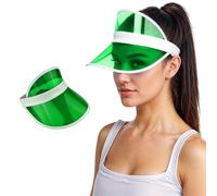 WickedFun® Unisex Retro 80s Neon Sun Visor Hat Headband Cap for Golf Tennis Stag Poker Party (Green)