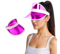 WickedFun® Unisex Retro 80s Neon Sun Visor Hat Headband Cap for Golf Tennis Stag Poker Party (Pink)