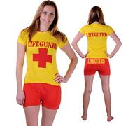 WickedFun - Women Life Guard Printed Top T-Shirt and Short Set (Small/Medium)