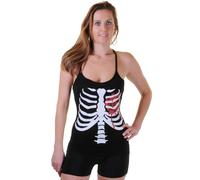 WickedFun® Women's Gothic Skeleton with Bloody Heart Printed Vest Top for Halloween Sizes 8-22 (18, Black)