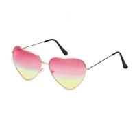 WickedFun® Womens Heart Shaped Sunglasses, Ladies Hippy Specs Glasses 60's 70's Style Classic Vintage Fashion Love Shape Thin Metal Frame UV400 Protection Party Glasses