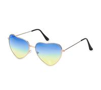WickedFun® Womens Heart Shaped Sunglasses, Ladies Hippy Specs Glasses 60's 70's Style Classic Vintage Fashion Love Shape Thin Metal Frame UV400 Protection Party Glasses, Heart Lens Glasses Blue Ombre