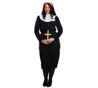 WickedFun® Women's Nun Halloween Costume, Dress with robe, belt and Head Piece - Ladies Relgious Fancy Dress Halloween Dress Up (Plus Size)