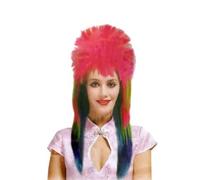 WickedFun® Women's Rainbow Party Wig Ladies Long Wavy Pride Festival Hair Multi Coloured Fancy Dress Costume Accessory