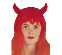 WickedFun® Womens Red Horny Devil Wig Fancy Dress Halloween Accessory Party wear