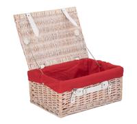 Wicker 41cm White Hamper with Cotton Lining Red Hamper Red One Size