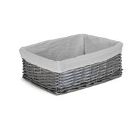 Red Hamper Antique Wash Wicker Storage Basket with Lining - White - Wicker - 1