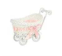 Wicker Baby Carriage,Rattan Baby Carriage Baby Doll Stroller Woven Flower Basket Shower Centerpiece Stroller, Babys Carriages Shower Birthday Party Decorations for Birthday Party Favors