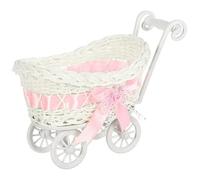 Wicker Baby Carriage, Vintage Baby Carriage Decor, 9.5x5.5x6.7 Inch Plastic Candy Basket for Birthday Party Favors