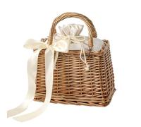 Wicker Bag - Woven Straw Tote With Easy Access Open Top Lightweight Carry Design | Stylish Ribbon Large Capacity Tote | Summer Beach Handbag Fashion Accessory | College Lipstick Wallet