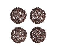 Wicker Balls | 10cm in Diameter | Pack of 4 | Natural crafts| Rattan balls | Home decoration | Dark brown