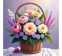 Wicker Basket Flower Jigsaw Puzzle 35 Pieces 30x30cm/12x12inch, Difficult jigsaw puzzles for Adults 35, Beautiful Art work, Great Festive Puzzle Gift for Men/Women