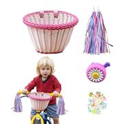 Wicker Basket for Kids Bikes - Bicycle Accessories for Kids, Front Handlebar Basket for Bicycle, Kids Basket with Front Handle, Bicycle Decoration for Toddlers, Kids, Girls, Bicycle, Snake Cart
