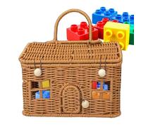 Wicker Basket - House Shape Portable Organizer,Storage Baskets for Shelves - for Camping Picnic Shopping Wedding Pantry Toy Laundry Toiletries Snack