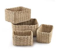 Wicker Basket, Revivoer Set of 4 Small Wicker Hamper for Gifts, Multifunctional Storage Baskets Empty for Bedroom Home Office (Natural)