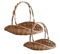 Wicker Basket with Handle 2PCS Garden Basket for Gathering Vegetables Natural Wicker Flower Basket Portable Woven Harvest Basket Multipurpose Basket