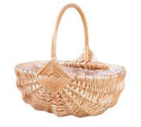 Wicker Basket with Handle Design | Empty Wicker Flower Basket | Large Box for Backyard Gathering School Event Outdoor Wedding Garden Parties Lunch Break Beach