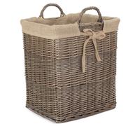 Wicker Basket with Handles Natural Willow Wicker Jute Lined Multi-Purpose Rattan Storage Box Hallway Bedroom Living Room Bathroom Laundry Storage