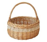 Wicker Basket - Woven Natural Home Decor, Kids Picnic and Easter Baskets with Handle, Flower Bouquet Carrying Basket for Kitchen and Living Room Storage, Harvesting Decorative Use