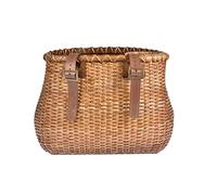 Wicker Bike Basket, Front Handlebar Bike Basket, Organizer with Adjustable Leather Straps, Adult Bike Basket, Quick Release Bike Carrier