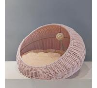 Wicker Cat Basket for the Cat for the Dog, Storage and Cushion, Tower Cat Storage, Animal Basket (50 x 40 cm, H35)