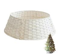 Wicker Christmas Tree Skirt 60cm Festive Xmas Stand Cover Traditional Decoration Rattan Basket Cover Tidy Decor Perfect for Indoor Use