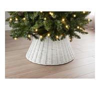 Wicker Christmas Tree Skirt 65cm - White - Great For Enhancing The Appearance And Appeal Of Your Tree While Keeping Things Neat And Tidy Around The Base - Material: Wicker & Metal - Diameter: 65cm