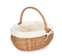 Wicker Cotton Lined Deluxe Shopping Basket Red Hamper White L