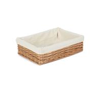 Wicker Cotton Lined Straight-Sided Rectangular Tray Red Hamper Brown One Size