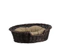 Wicker Dog Bed Raised Dog Beds with Soft Pillow Calming Dog Bed Comfortable Puppy Bed Luxury Dog Sofa Pet Bed Cosy Bed for Dog Natural Woven Dog Beds e-wicker24 (Brown, 65x53 H17)