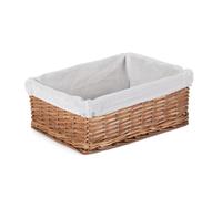 Wicker Double Steamed Storage Basket with White Lining Red Hamper White L