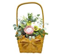 Wicker Flower Basket | Hand Woven Wicker Flower Basket with Handle,Wedding Basket Ornament, Woven Flower Girl Basket for Wedding Decoration