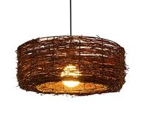 Wicker Handmade Chaner Drown Bird's Nest Natural Rattan Art Light Adjustable Irregular Ceiling Hanging Lamp Natural Country Style Handwoven Luminaire for Bedroom Study Room Kitchen