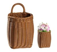 Wicker Hanging Baskets - Braided Storage Basket | Rectangular Rattan Storage Basket | Rattan Wicker For Front Door, Hanging Storage Organization Made