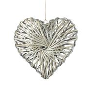 Wicker Heart Wreath Grey Wash Finish Red Hamper Grey One Size