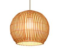 Wicker Lampshade Dome Wood Pendant Lights for Ceiling Postmodern Round Entry Hanging Light Fixture Dining Table Kitchen Island Hanging Lamp