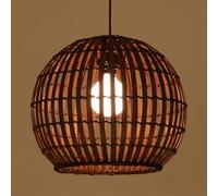 Wicker Lampshade Dome Wood Pendant Lights for Ceiling Postmodern Round Entry Hanging Light Fixture Dining Table Kitchen Island Hanging Lamp