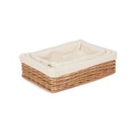 Lined Straight-Sided Rectangular Wicker Tray - Brown / 30cm