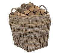 Wicker Log Basket Lined Log Store with Handles Log Storage Kindling Basket | Firewood Rack, Carrying Handles, Log Storage, Log Basket, Hessian Lining, Fireplace Storage, Kindling Bucket