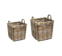 Wicker Log Basket Square S/2 45x50, 40x35cm Ivyline Natural One Size