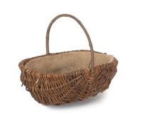 Wicker Oval Unpeeled Willow Garden Trug Red Hamper Brown L