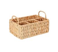 Wicker Party Silverware Caddy,Water Hyacinth Cutlery Utensil Holder with Handles, Kitchen and Picnic Flatware Organizer
