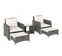 Wicker Patio Conversation Set Cream 70x70x75cm Steel PE Rattan Tempered Glass.