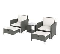 Wicker Patio Conversation Set with 2 Armchairs and 6 Cushions Grey & Cream