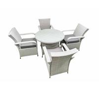 Wicker PE Rattan Garden Furniture Set Patio Outdoor 4 Chairs Plus Medium Round Table Set Light Grey Mixed Fimous Light Grey One Size